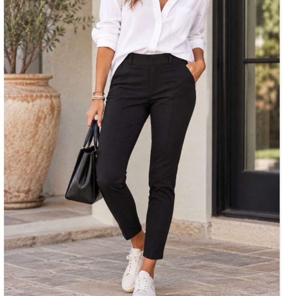Frank & Eileen Murphy Billion Dollar Pants Black Stretch Pull On Ankle Size L